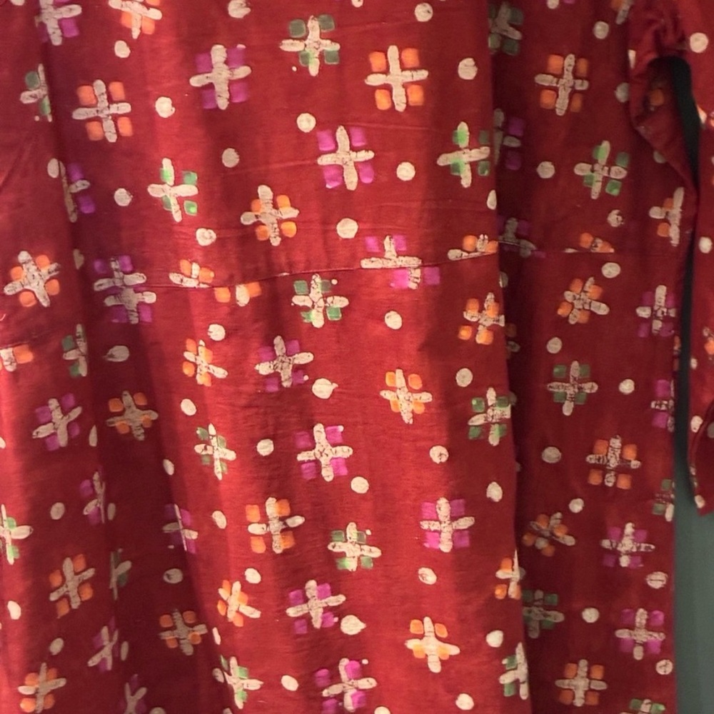 Gudrun Sjoden Red Patterned Button-Front Tunic Dr… - image 4